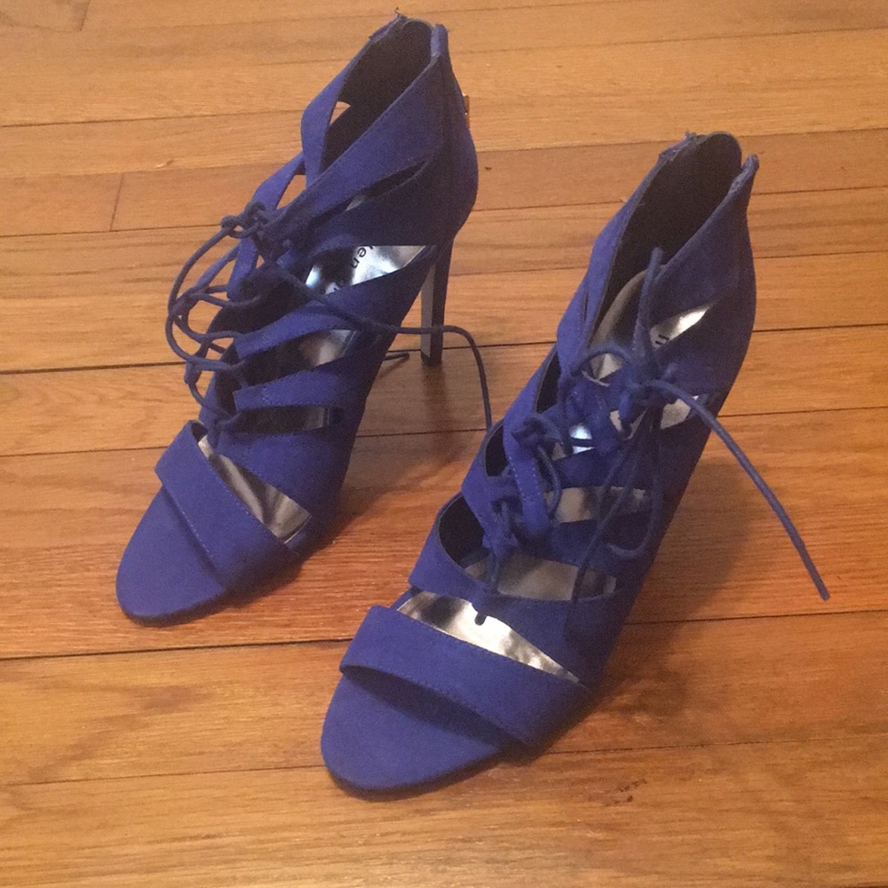 Blue suede heels by madden girl-never worn